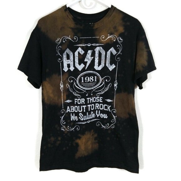 AC DC Men's "For Those About To Rock, Tie Dye T-Shirts Brown Size M - Picture 2 of 7